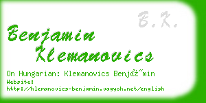 benjamin klemanovics business card